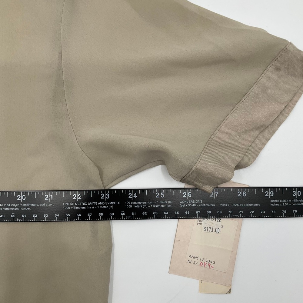 Vintage Baroque Embroidered Button Down Shirt M Tan Beige Short Sleeve Retro New - Picture 10 of 10